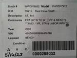 Rear Drive Shaft Automatic Transmission 4WD Fits 00-02 Passport 1709856. Fixed Price $206.39.