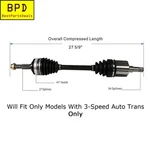 3 Speed Auto Trans Cv Axle Shaft Front Right MP1010. Fixed Price $69.99.