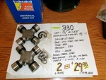 (two) Federated U-JOINTS=$29.98=$14.99 Ea.=free Ship (moog 330, Trw 20058). Fixed Price $29.98.