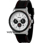 Hugo Boss Sporty Rubber Strap Chronograph Watch Silver-tone & Black HB1512499. Fixed Price $315.00.