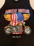 American Heritage Mens Tank Top Motor Cycle Flag Eagle Wings Black Sz. Fixed Price $7.50.
