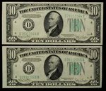 Fr 2009-D $10 1934 Federal Reserve Consecutive Notes Unc CA1571. Fixed Price $145.00.