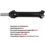Rear Drive Shaft For Jeep Wrangler L6 4.0L 4WD 1991-1993 52098218 53002003. Fixed Price $112.72.