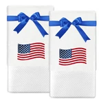 2PCS Patriotic Hand Towels American Flag Embroidered Bathroom With Ribb.... Fixed Price $26.39.