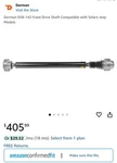 Dorman 938-142 Drive Shaft Front Fits 1999-2001 Jeep Grand Cherokee. Fixed Price $80.00.