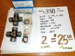 (two) Pronto U-joints $25.00=$12.50 Ea=free Ship (moog 338, Trw 20017). Fixed Price $25.00.